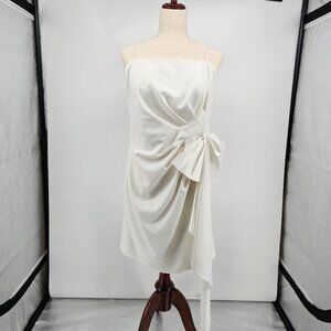 Adrianna Papell Ivory Cocktail Dress with Satin Bow